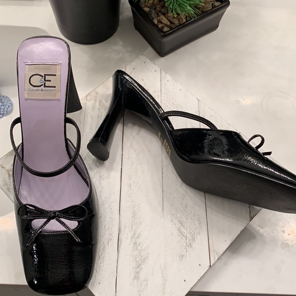 C&E Black Patent Heels Sz 9.5 - Picture 3 of 9